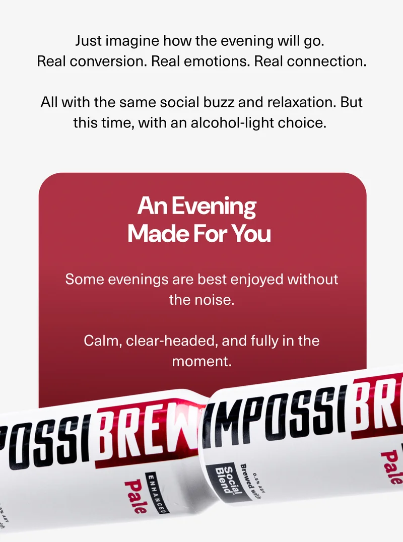 Just imagine how the evening will go.&nbsp; Real conversion. Real emotions. Real connection.  All with the same social buzz and relaxation. But this time, with an alcohol-light choice.