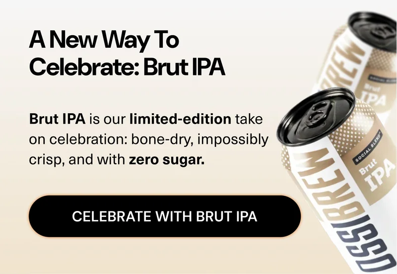 Brut IPA is our limited-edition take on celebration: bone-dry, impossibly crisp, and with zero sugar.