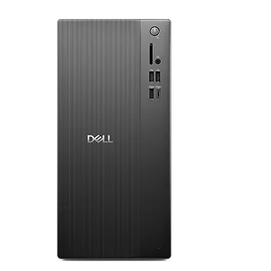 A Dell desktop computer on a dark gray background.