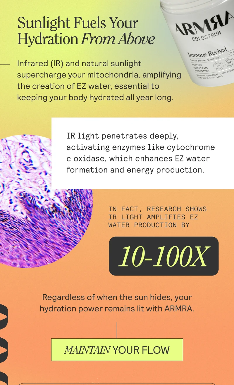 Sunlight fuels your hydration from above