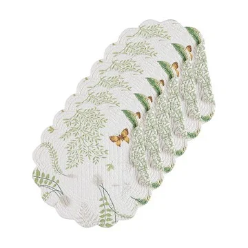 Althea Floral Set of 6 Round Reversible Placema ts by Valerie