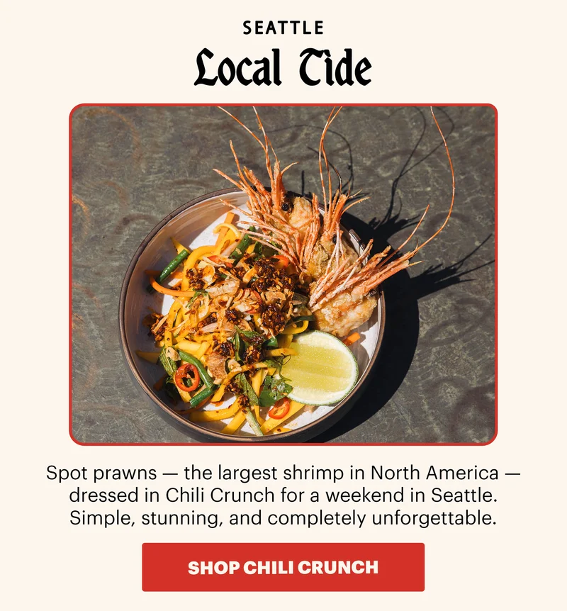Header: We told you summer was going to be spicy. Sub-header: The Summer of Spice Tour has taken Momofuku Goods across the country. CTA: SHOP CHILI CRUNCH