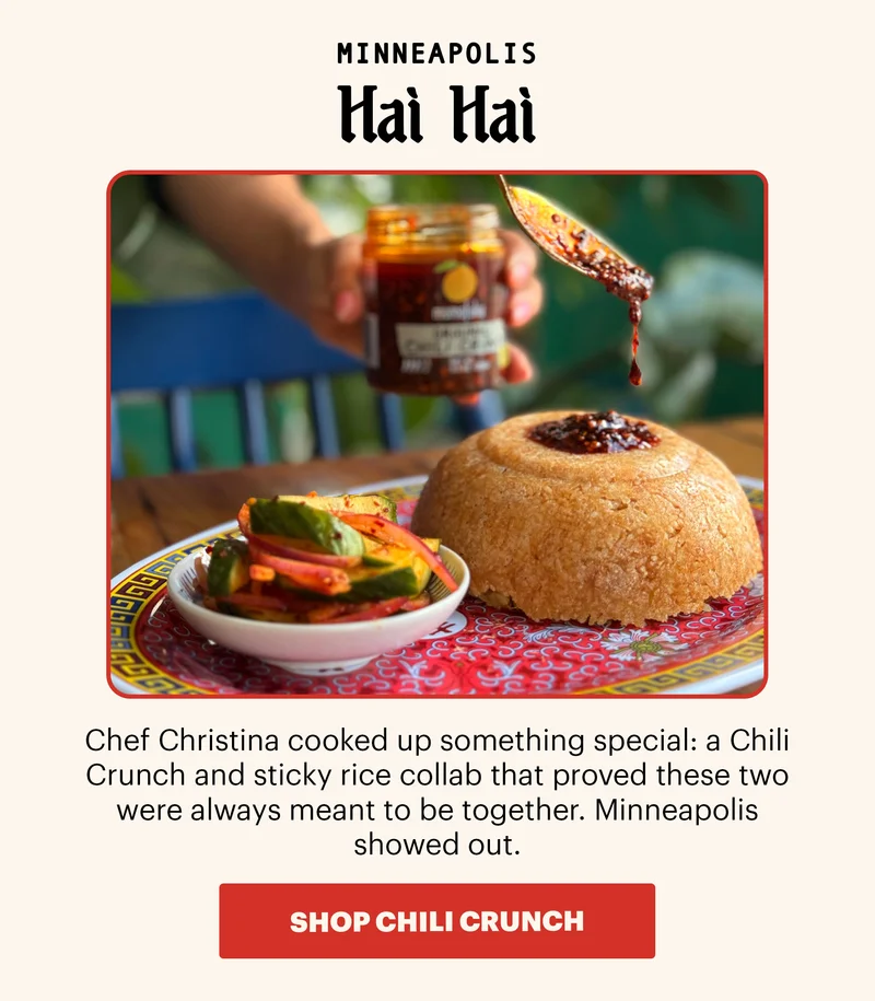 Header: We told you summer was going to be spicy. Sub-header: The Summer of Spice Tour has taken Momofuku Goods across the country. CTA: SHOP CHILI CRUNCH