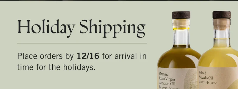 Holiday Shipping ~ Place orders by 12/16 for arrival in time for the holidays.