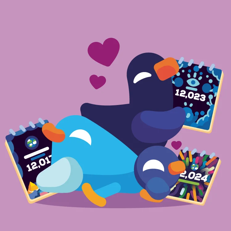 Duck and friends loving the calendar