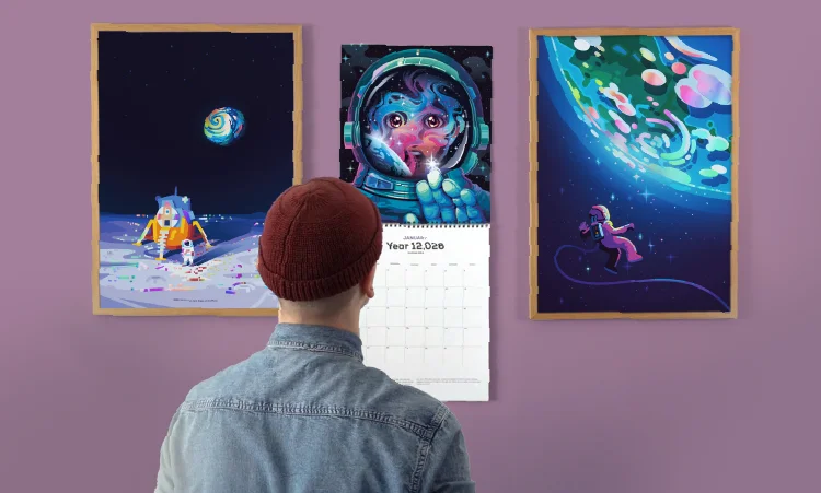 Martin admiring his new calendar!