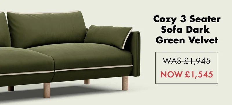 Cozy - Dark Green Velvet Sofa