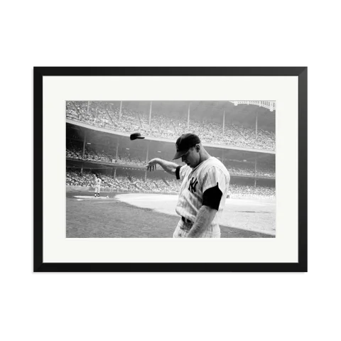 Mickey Mantle Helmet Fling Framed Print