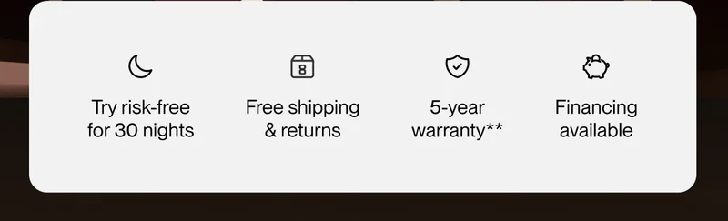 Try risk-free for 30 nights | Free shipping & returns | 5-year warranty