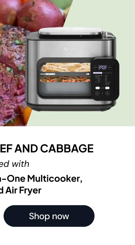 Irish corn beef and cabbage prepared with Ninja Combi™ All-in-One Multicooker, Oven, and Air Fryer