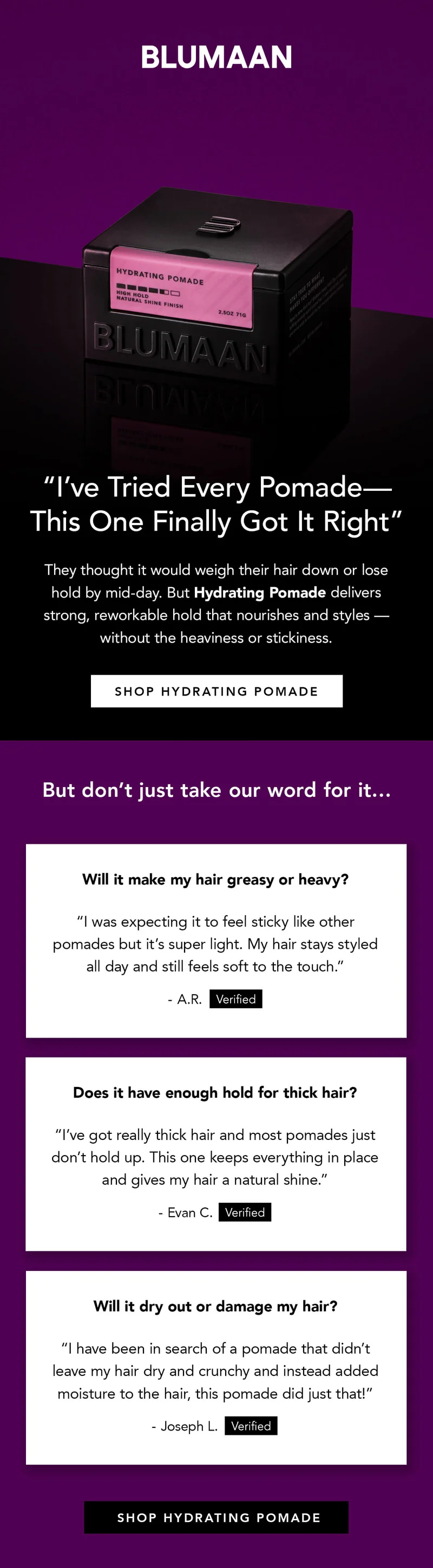 Hydrating Pomade - They Tried It Once, Now It's Essential