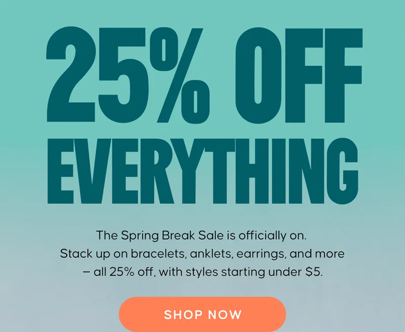 SPRING BREAK SALE. 30% OFF. Spring break just got better. Stop by your local  Pura Vida San Tan Village store for 30% off everything and sun-ready styles starting at just $5!