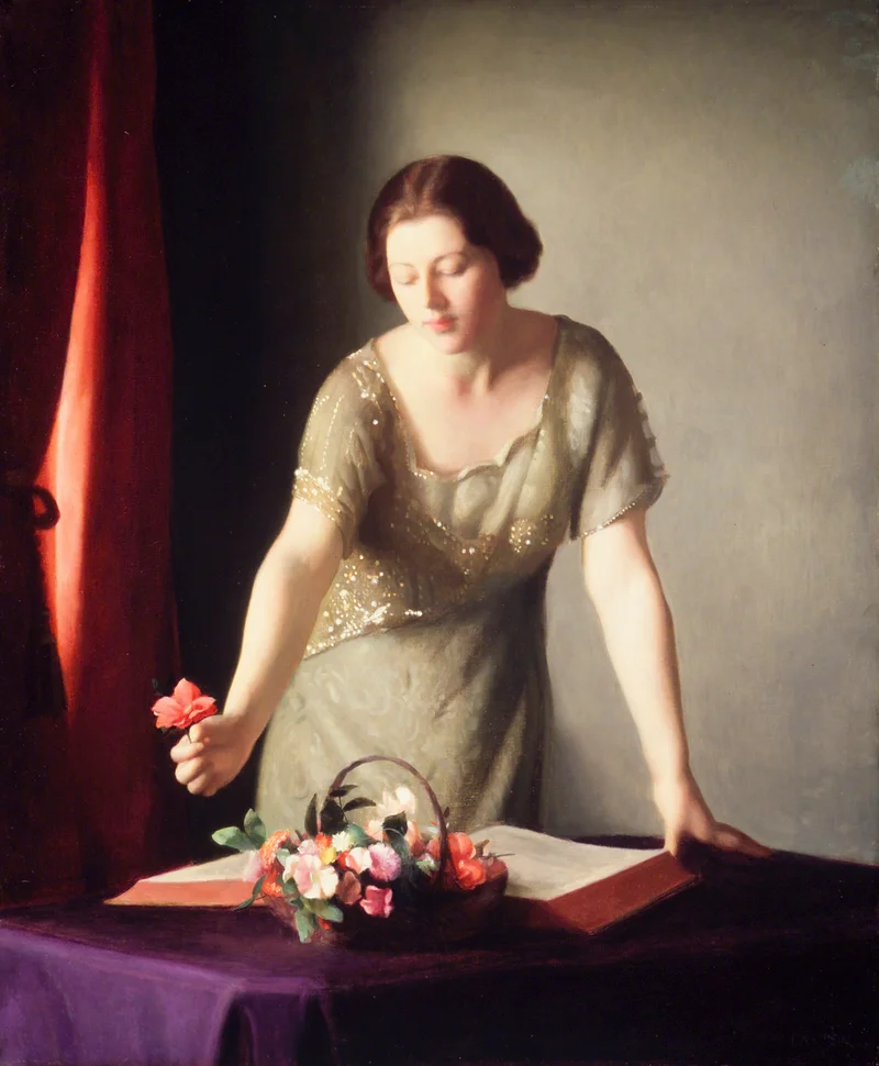 “Girl Arranging Flowers” by William McGregor Paxton