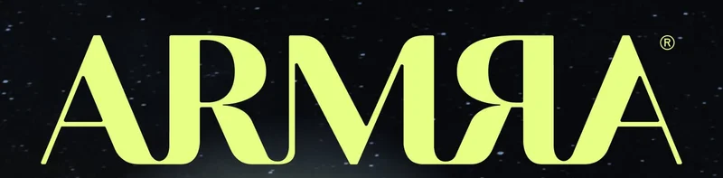 ARMRA logo in light green lettering on a dark, starry background.