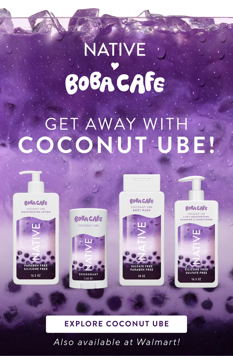 Native, Boba cafe. Get away with Coconut Ube! Explore coconut ube. Also available at Walmart.