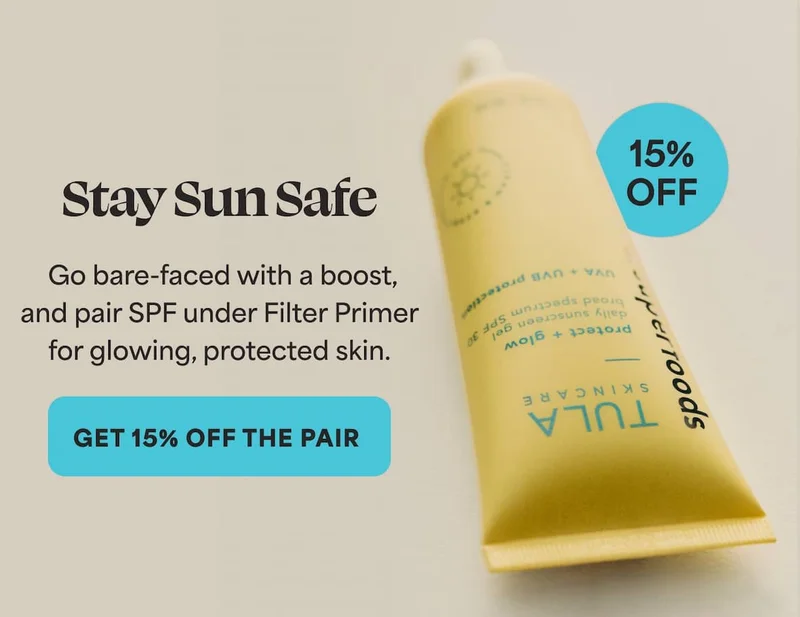 Stay Sun Safe ☀️ Go bare-faced with a boost, and pair SPF under filter primer for glowing, protected skin. -- GET 15% OFF THE PAIR
