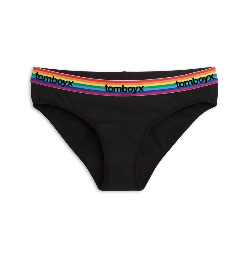 Image of First Line Period Bikini - Black Rainbow Logo