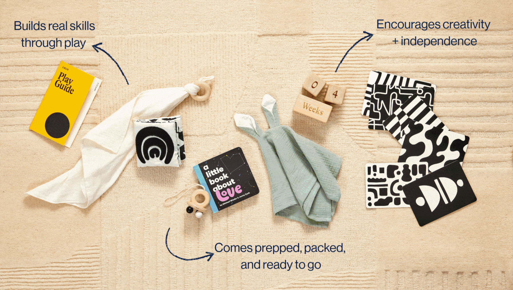 Builds real skills through play, Comes prepped, packed, and ready to go, Encourages creativity + independence.