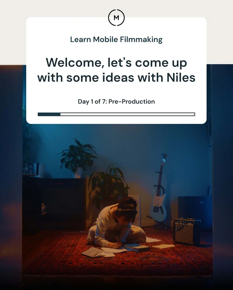 Learn Mobile Filmmaking — Welcome, let's come up with some ideas with Niles Day 1 of 7: Pre-Production