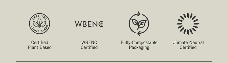 Certified Plant Based. WBE NC Certified. Fully-Compostable Packaging. Climate Neutral Certified.
