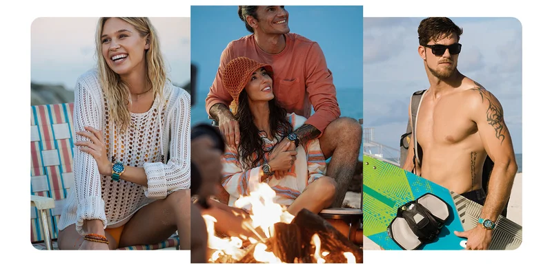 Men and women wearing Promaster Dive watches on a beach.