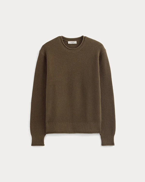 Image | Waffle Rollneck Crew in Everyday Cotton | Cocoa