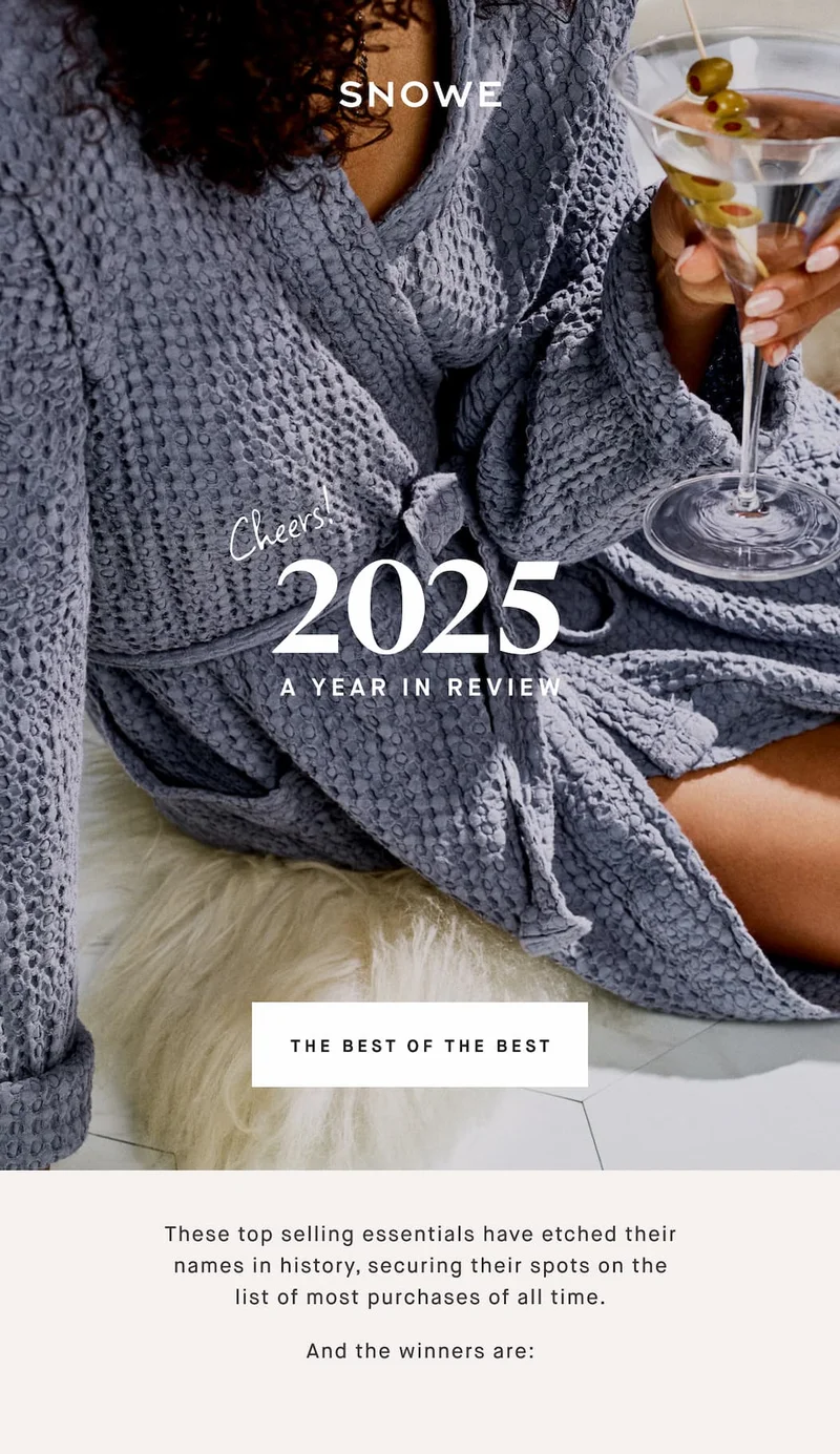 2025 Cheers! A YEAR IN REVIEW THE BEST OF THE BEST These top selling essentials have etched their names in history, securing their spots on the list of most purchases of all time.  And the winners are: