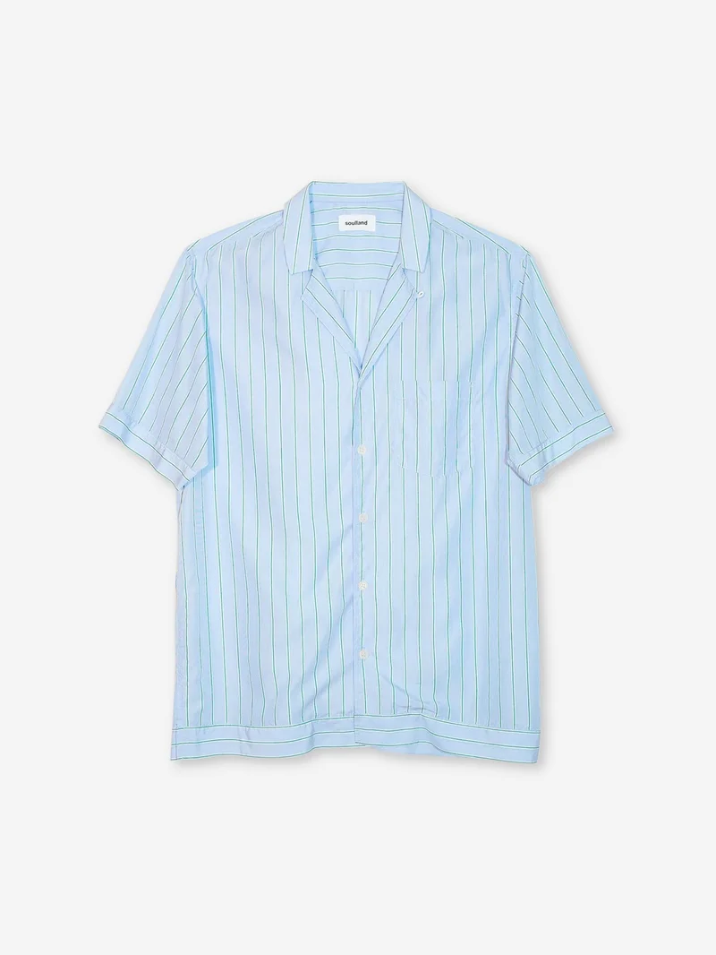 Image of Soulland Orson Stripe Shirt - Blue/Green