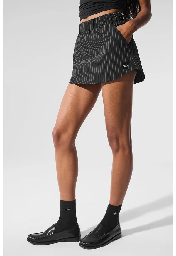 Pinstripe Daylight Mini Skirt - Black/Titanium - Black/Titanium / S