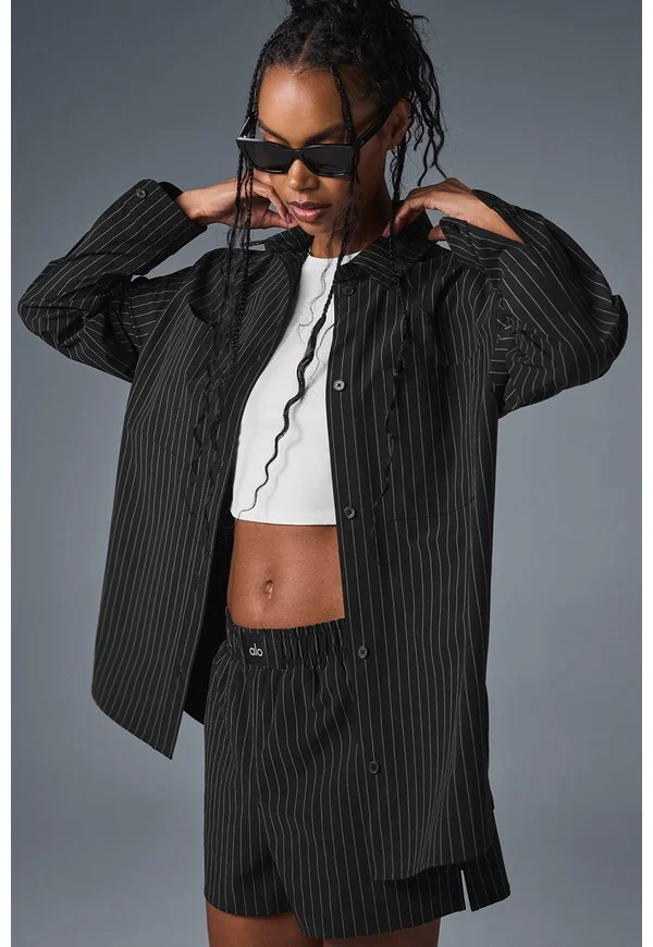 Pinstripe Daylight Button Down Long Sleeve - Black/Titanium - Black/Titanium / S