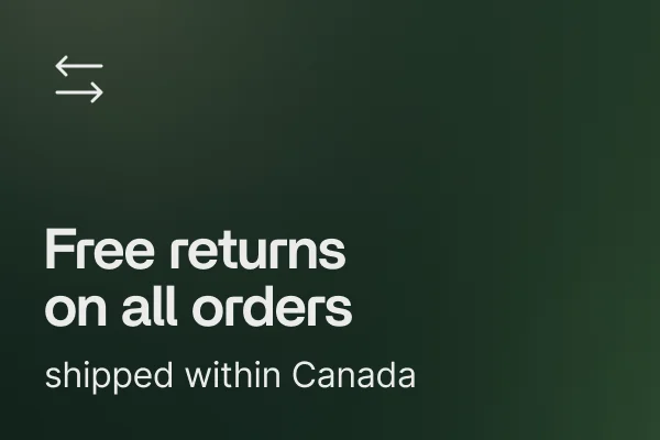 Free returns on all orders shipped within Canada; Free returns on all orders shipped within Canada;