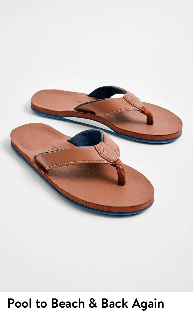 hari mari flip flops. A man wearing hari mari flipsflops.