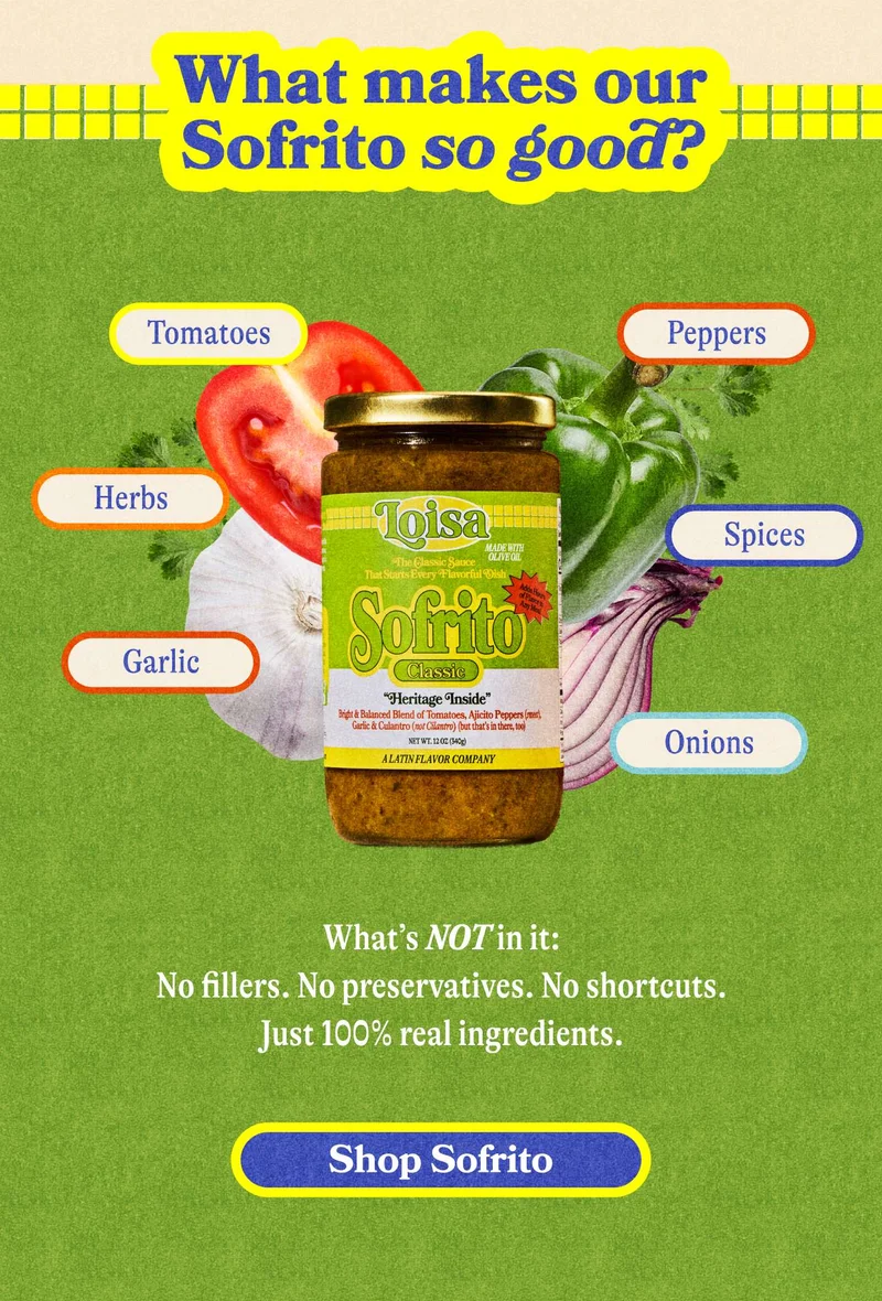 What makes our Sofrito so good? 🤔 A slow-cooked blend of: Tomatoes Onions Peppers Garlic Herbs & spices What’s not in it: No fillers. No preservatives. No shortcuts. Just 100% real ingredients. Shop Sofrito