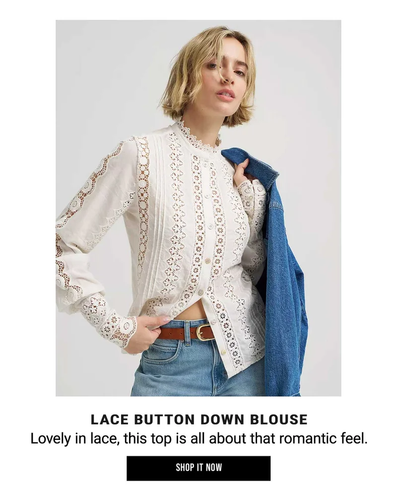 Lace Button Down Blouse Lovely in lace, this top is all about that romantic feel. Shop It Now