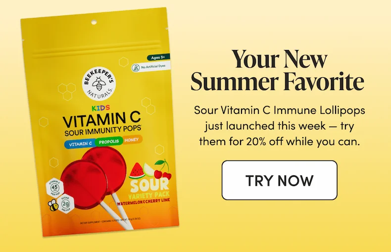Your New Summer Favorite  Sour Vitamin C Immune Lollipops just launched this week — try them for 20% off while you can. CTA: TRY NOW
