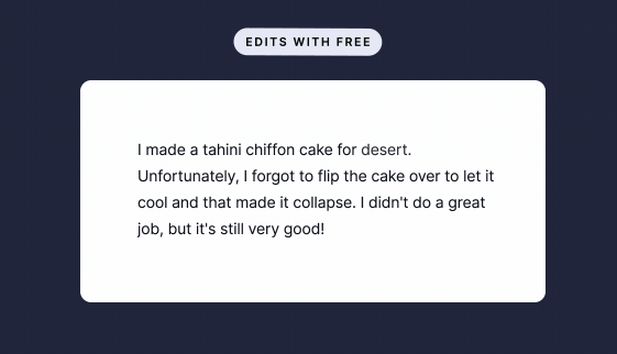 gif of a paragraph being edited with Grammarly Free and Premium