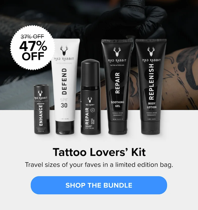 37% OFF 47% OFF Tattoo Lovers’ Kit Travel sizes of your faves in a limited edition bag. SHOP THE BUNDLE