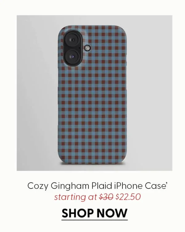 Cozy Gingham Plaid Eclectic Checkered Pattern in Brown and Blue iPhone Case