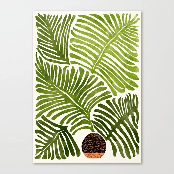 Summer Fern Simple Modern Watercolor Canvas Print Canvas Print