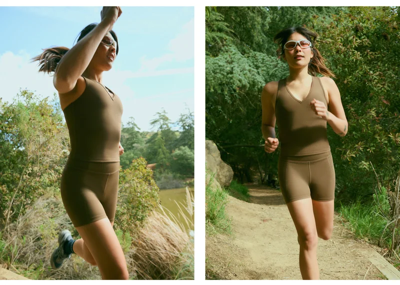 We’re seeing the v neck tanks a lot these days and that makes us want to work out in one too.