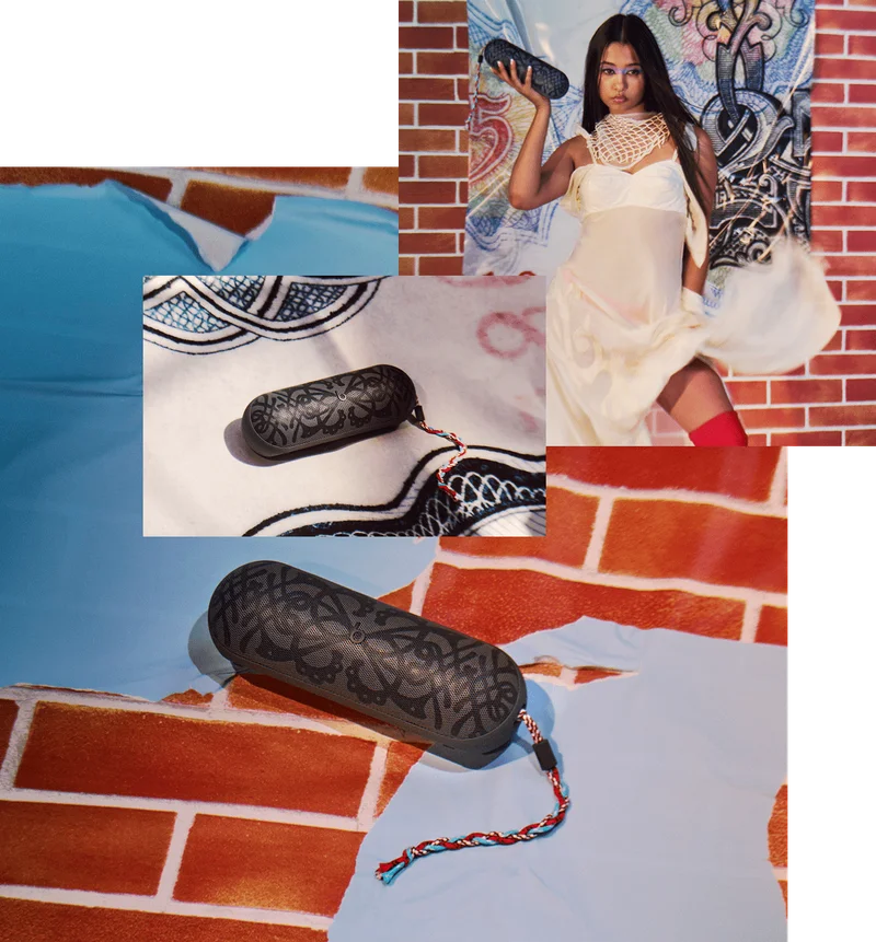 Collage of photos showing the Kiko Kostadinov Beats Pill with BB Trickz