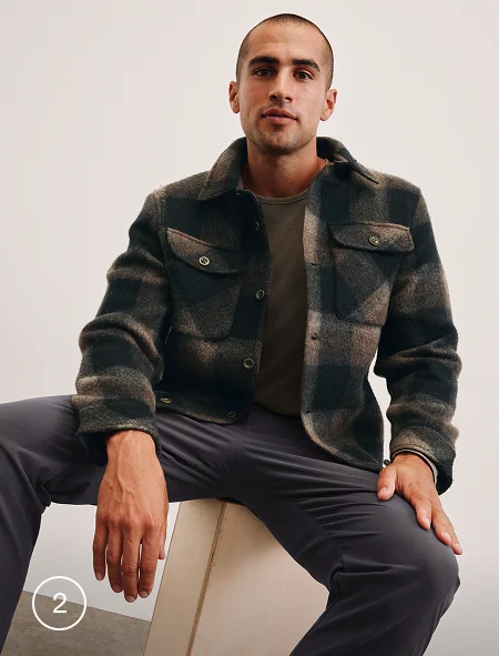 Plaid Wool Blend Men's Shirt Jacket in Midnight Plaid