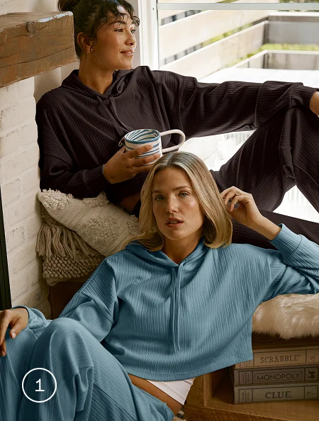 Breathe Easy Ribbed Cropped Hoodie in Misty Blue