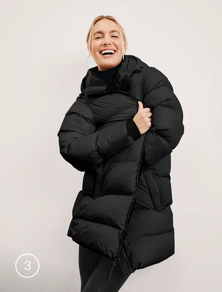Warm Up Mid Length Puffer Jacket in Black