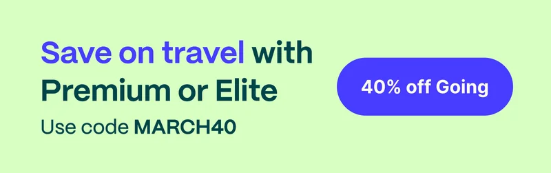 Save on travel with Premium or Elite. Use code MARCH40. 40% off Going.