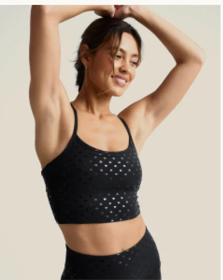 SoftShine Slim Racerback High Cropped Tank in Darkest Night Ditsy Hearts