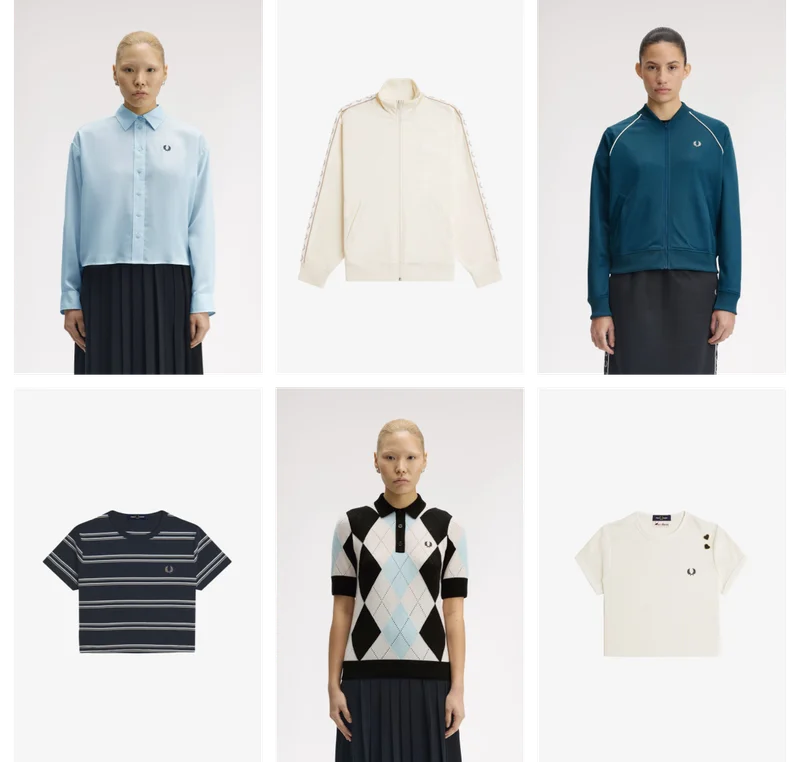 A selection of Fred Perry Women Tops, Polos and Track Jackets