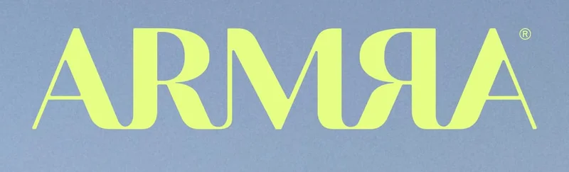 ARMRA logo in bright yellow-green on a blue background.a