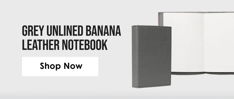 Grey Unlined Banana Leather Notebook (4” X 6”)