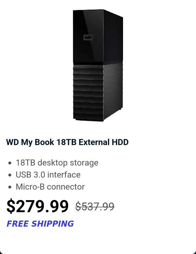 WD My Book 18TB External HDD